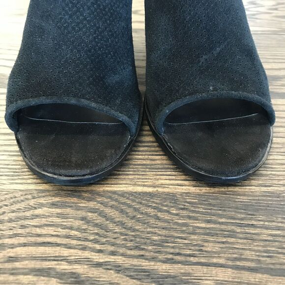 Steve Madden Maxine Black Perforated Suede Leather Open Toe Sandal Bootie 7.5 - Picture 8 of 13